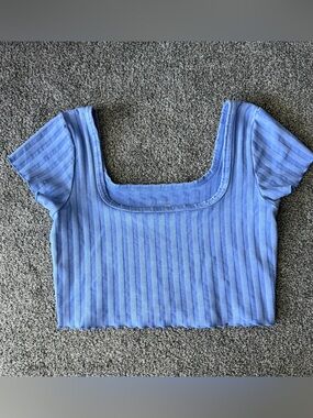 aerie Periwinkle Ribbed Square-Neck Crop Top